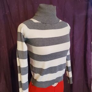 ZARA, White & Grey, Turtleneck Sweater, Sz. Medium